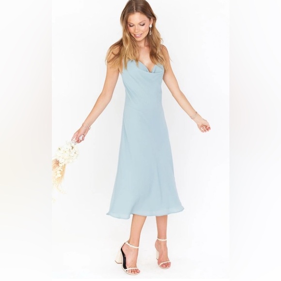 Show Me Your Mumu Verona Cowl Dress Silver Sage Crisp NWT - Picture 2 of 7